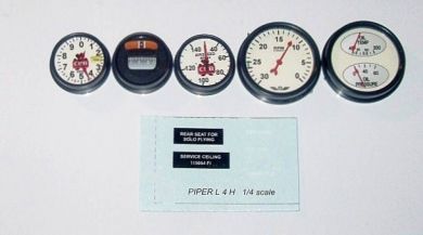 Piper J3 or L4 H Instruments Set - 1/4 scale Cockpit Instruments